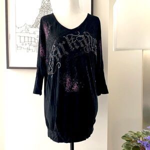 Korean V Neck Top black Women